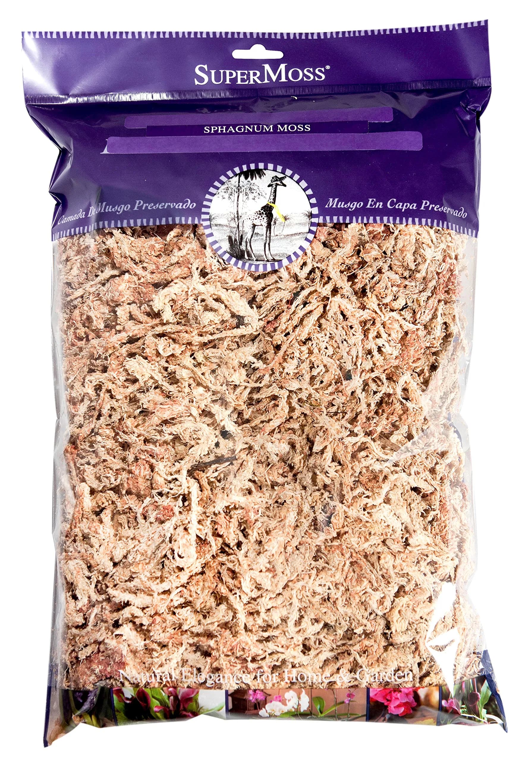 SuperMoss Orchid Sphagnum Moss 1.11 kg (2 lb) Bag | Premium Long Fiber for Orchids & Succulents — 0.5 lbs