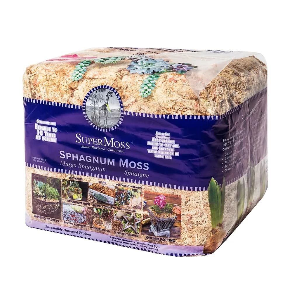 SuperMoss Natural Dried Sphagnum Moss 0.5 kg (1.1 lb) Mini Bale | Premium Long Fiber for Orchids & Succulents - main product image