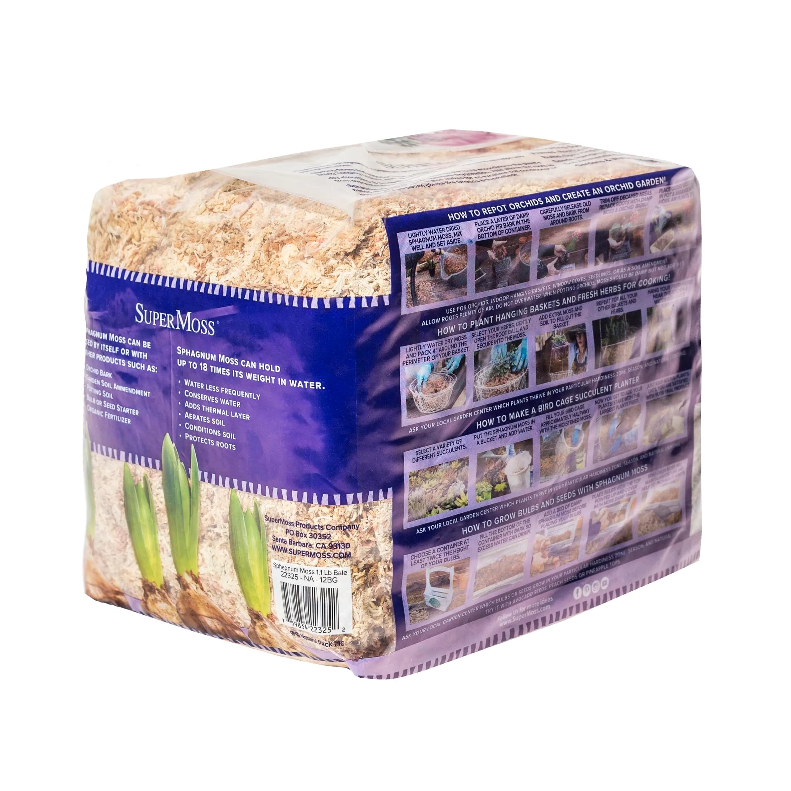 SuperMoss Natural Dried Sphagnum Moss 0.5 kg (1.1 lb) Mini Bale | Premium Long Fiber for Orchids & Succulents - view 7