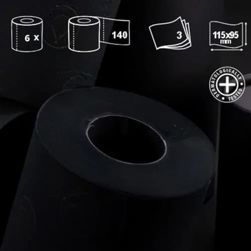 Renova Black Toilet Roll 6 Count (140 Sheets/Roll) | Triple-Ply Softness Imported from USA thumbnail 3