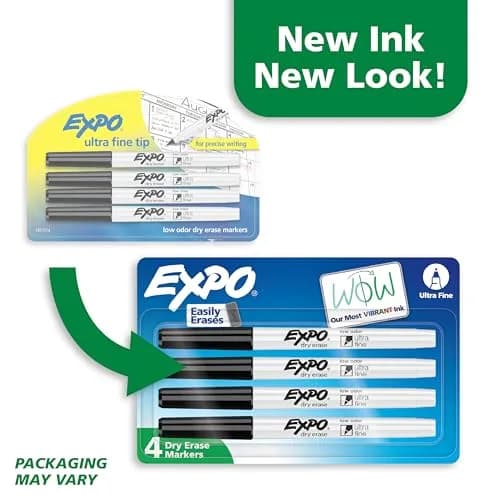 EXPO Black Dry Erase Markers, Ultra Fine Tip, 4 Count | Smooth Ink Flow for Precise Marking thumbnail 3