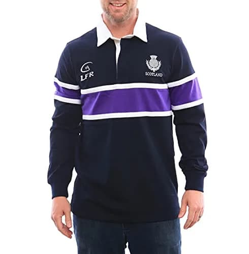 LIVE FOR RUGBY Scotland Thistle Long Sleeve Rugby Jersey, Navy, XXX-Large | Classic Scottish Heritage Design thumbnail 1