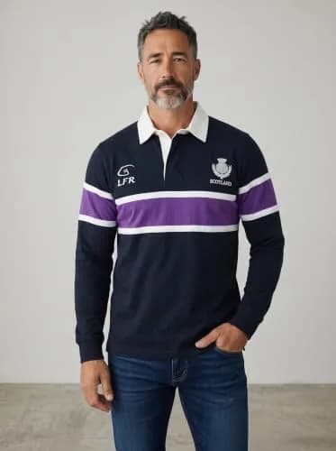 LIVE FOR RUGBY Scotland Thistle Long Sleeve Rugby Jersey, Navy, XXX-Large | Classic Scottish Heritage Design thumbnail 2
