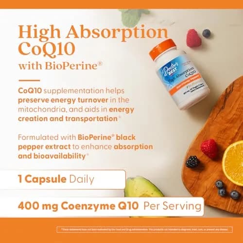 Doctor's Best High Absorption CoQ10 400mg Veg Capsules (180 Count) | Supports Heart Health & Cellular Energy Production thumbnail 4