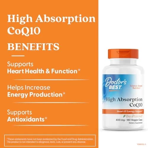 Doctor's Best High Absorption CoQ10 400mg Veg Capsules (180 Count) | Supports Heart Health & Cellular Energy Production thumbnail 2
