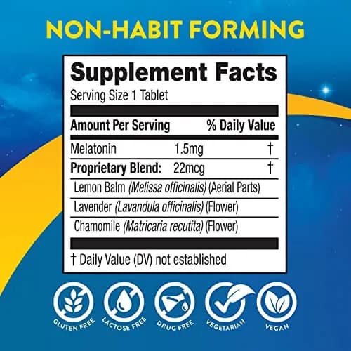 MidNite Back to Sleep 1.5 mg Low Dose Melatonin Sleep Aid, 30 Tablets | Natural Relaxation Support thumbnail 6