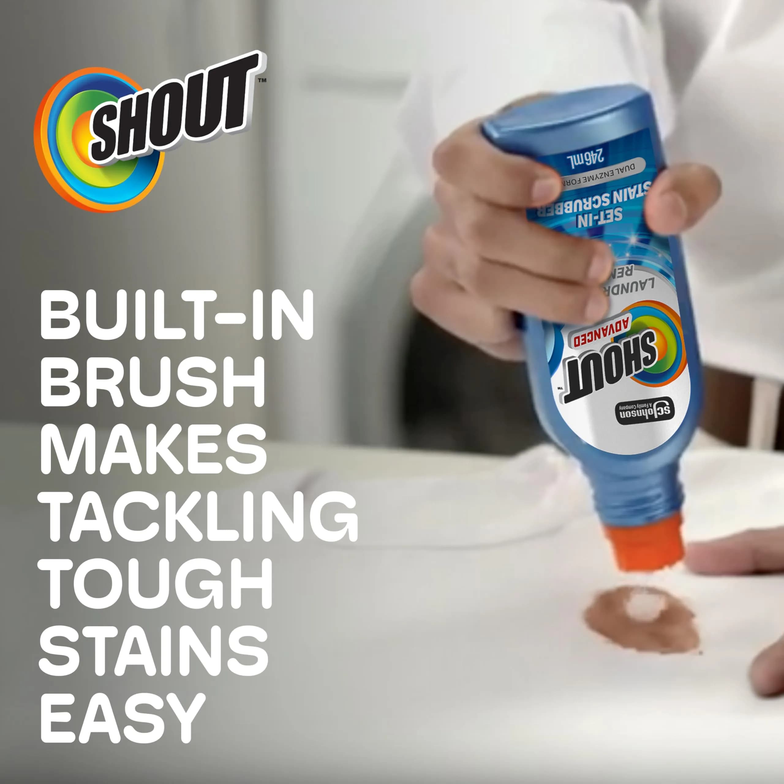 SHOUT Advanced Stain Remover Gel 8.7oz (257ml) with Built-in Scrubber Brush | Tough on Set-In Stains - view 4