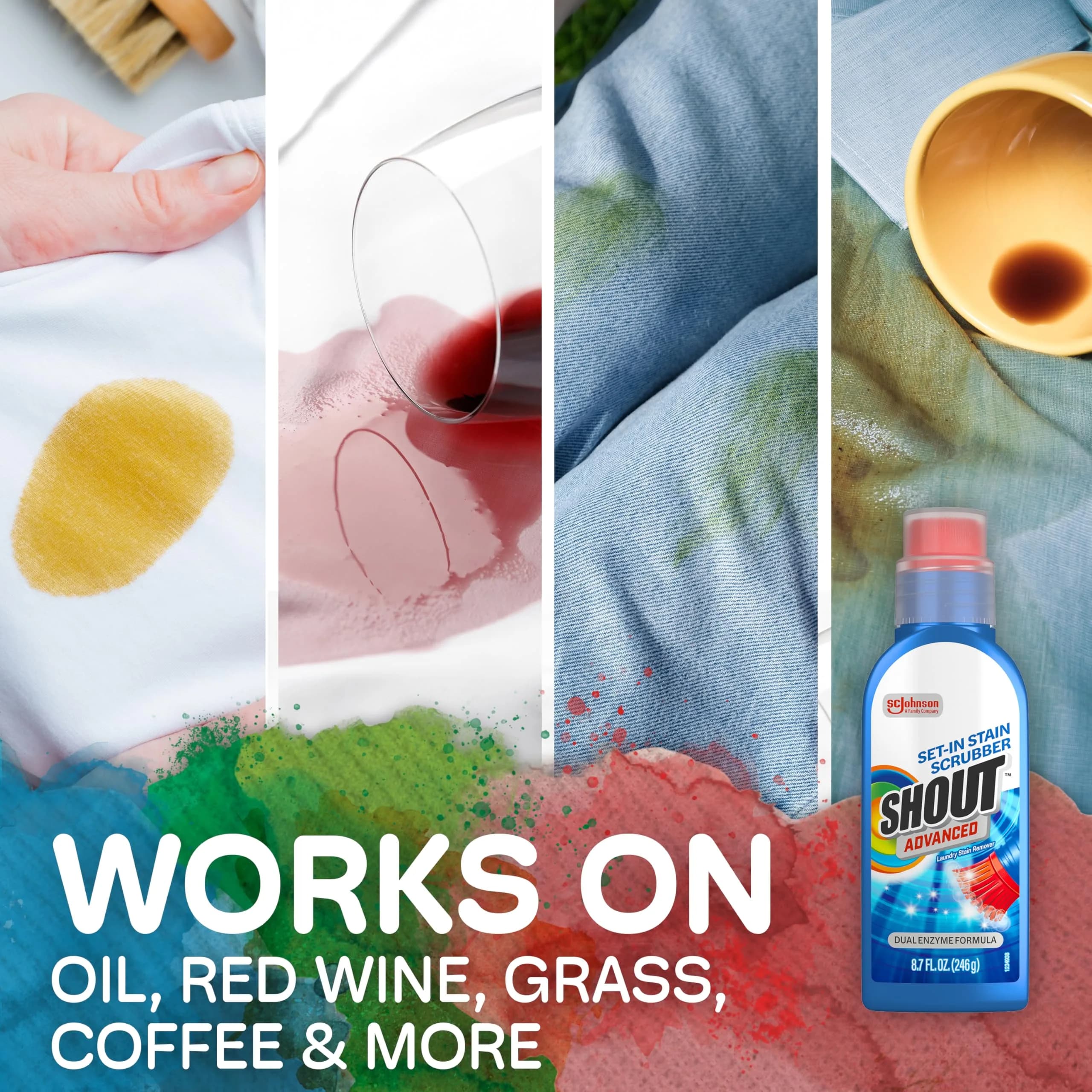 SHOUT Advanced Stain Remover Gel 8.7oz (257ml) with Built-in Scrubber Brush | Tough on Set-In Stains - view 5