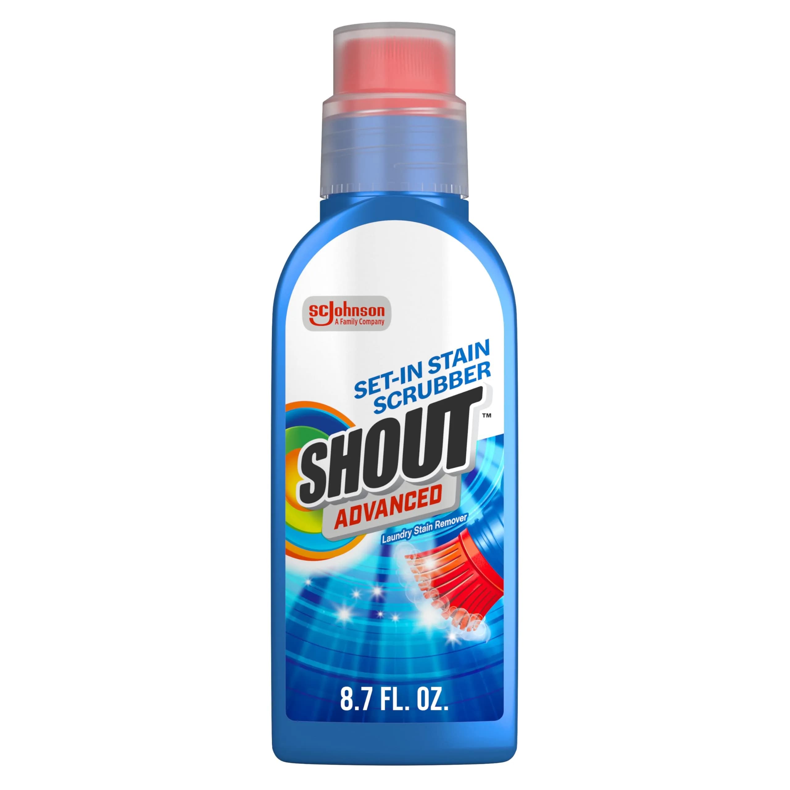 SHOUT Advanced Stain Remover Gel 8.7oz (257ml) with Built-in Scrubber Brush | Tough on Set-In Stains - main product image