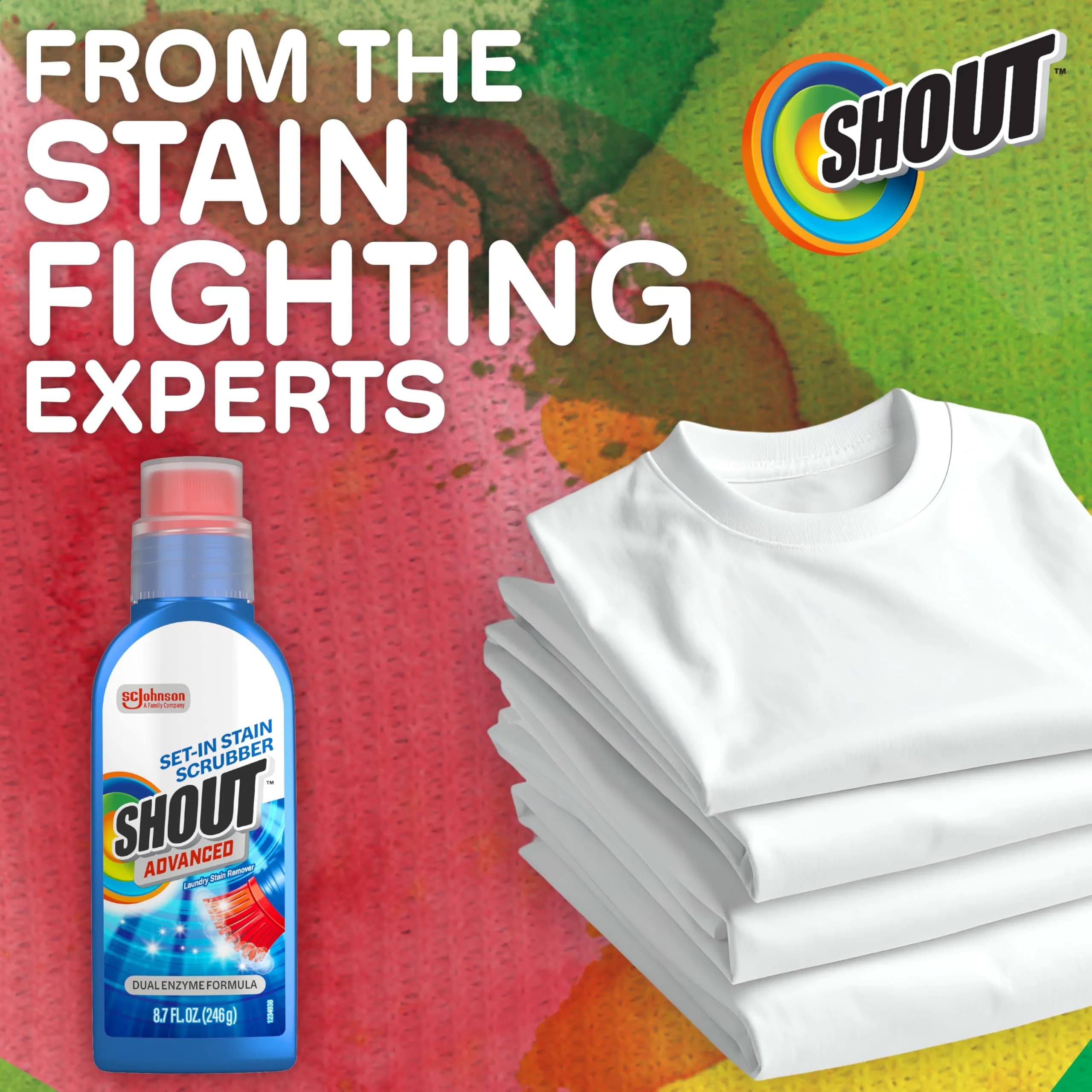 SHOUT Advanced Stain Remover Gel 8.7oz (257ml) with Built-in Scrubber Brush | Tough on Set-In Stains - view 7
