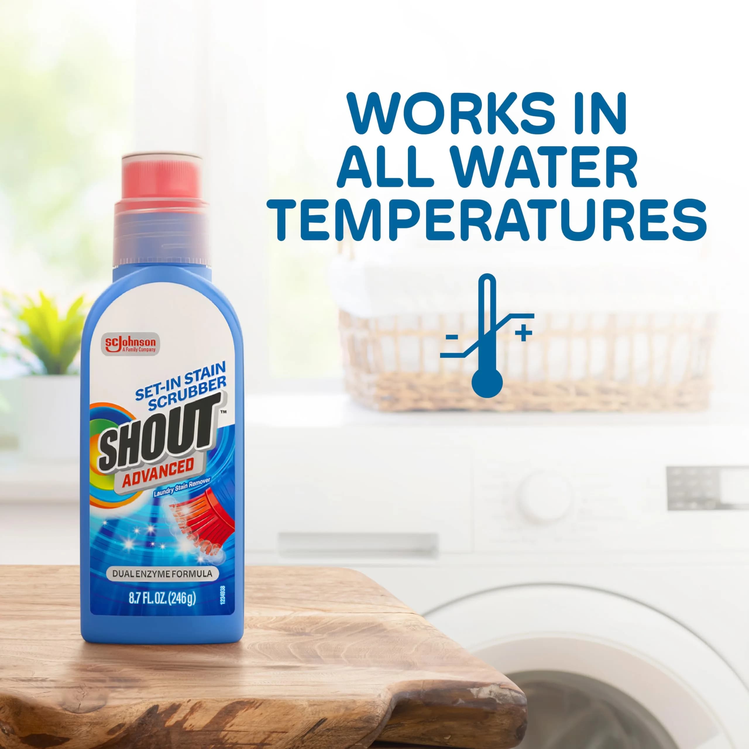 SHOUT Advanced Stain Remover Gel 8.7oz (257ml) with Built-in Scrubber Brush | Tough on Set-In Stains - view 8