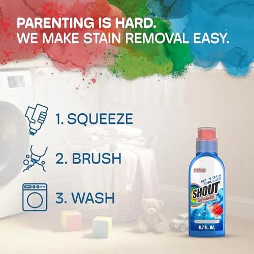 SHOUT Advanced Stain Remover Gel 8.7oz (257ml) with Built-in Scrubber Brush | Tough on Set-In Stains thumbnail 9