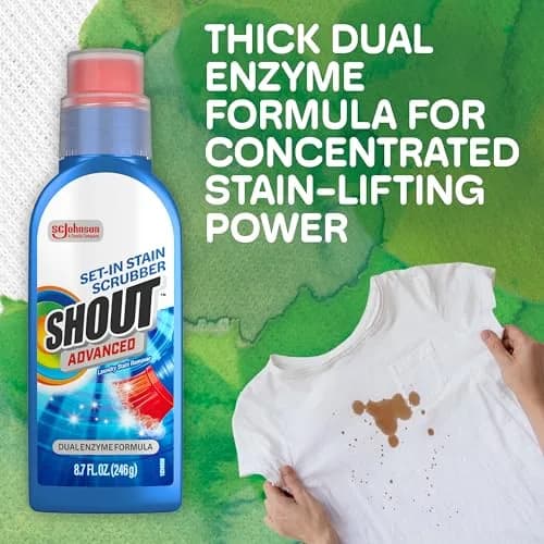 SHOUT Advanced Stain Remover Gel 8.7oz (257ml) with Built-in Scrubber Brush | Tough on Set-In Stains thumbnail 3