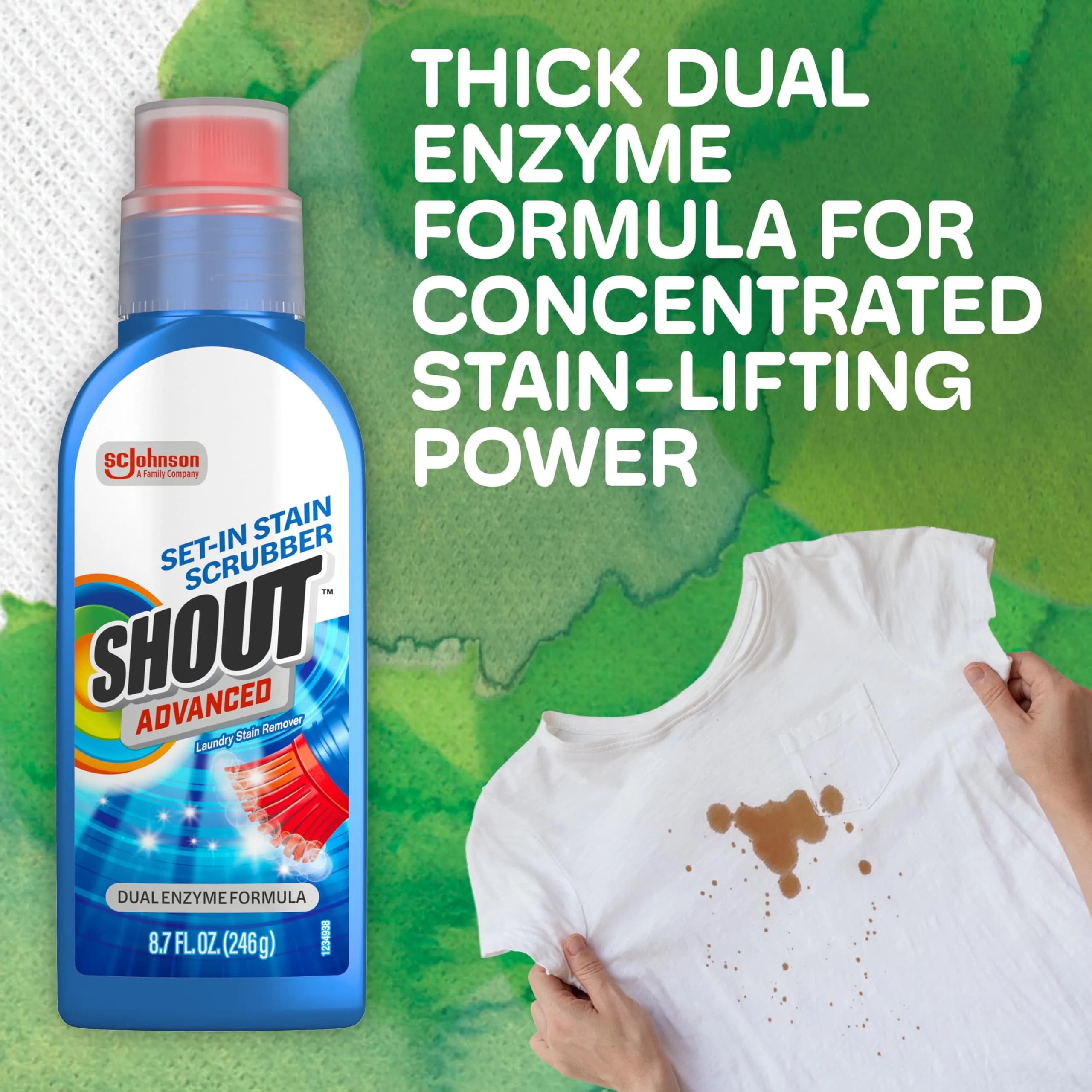 SHOUT Advanced Stain Remover Gel 8.7oz (257ml) with Built-in Scrubber Brush | Tough on Set-In Stains - view 3