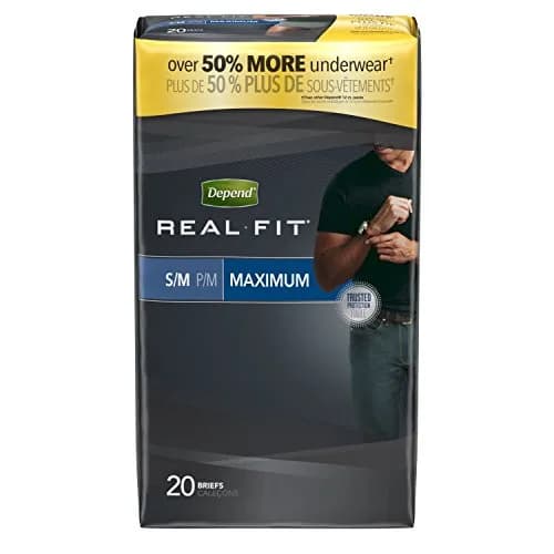 Depend Real Fit Incontinence Briefs for Men, S/M | Maximum Absorbency, Soft Fabric, Discreet Fit thumbnail 1