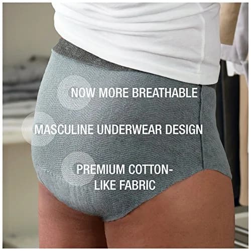 Depend Real Fit Incontinence Briefs for Men, S/M | Maximum Absorbency, Soft Fabric, Discreet Fit thumbnail 2