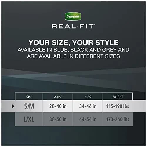 Depend Real Fit Incontinence Briefs for Men, S/M | Maximum Absorbency, Soft Fabric, Discreet Fit thumbnail 3