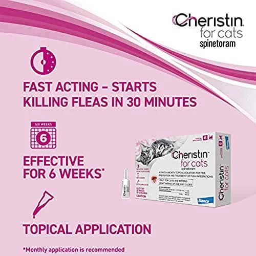 Cheristin Flea Treatment & Prevention for Cats 6 Doses | Fast-Acting Flea Relief, Approved for Kittens & Cats Over 1.8 lbs thumbnail 2