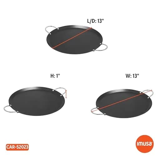Imusa 13.5in Carbon Steel Nonstick Round Comal with Metal Handles, Black | Versatile Kitchen Essential thumbnail 9