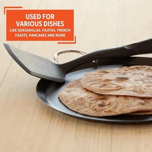 Imusa 9in Carbon Steel Nonstick Round Comal with Metal Handles | Versatile Kitchen Essential thumbnail 5