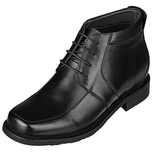 CALTO Men's Invisible Height Increasing Elevator Shoes - Black Leather 3.2 Inches Taller | Premium Leather Lace-up Ankle Boots thumbnail 1
