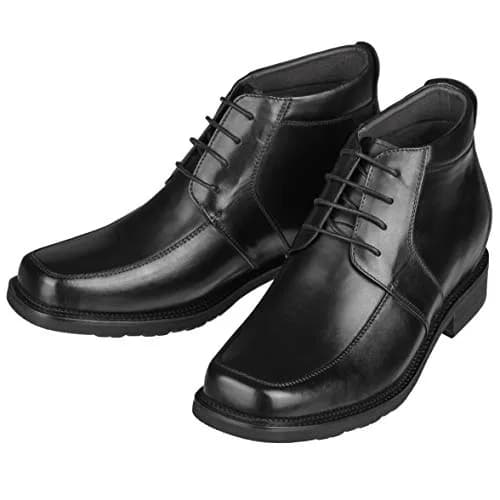 CALTO Men's Invisible Height Increasing Elevator Shoes - Black Leather 3.2 Inches Taller | Premium Leather Lace-up Ankle Boots thumbnail 4
