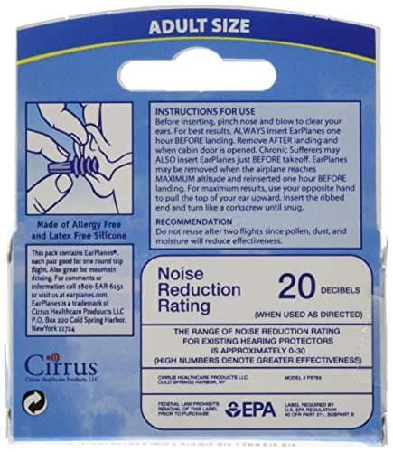 Earplanes Ear Plugs 1 Pair (Pack of 5) | Relieves Air Pressure & Noise Discomfort thumbnail 4