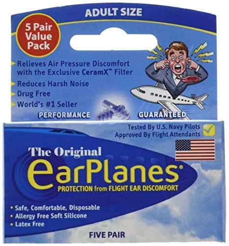 Earplanes Ear Plugs 1 Pair (Pack of 5) | Relieves Air Pressure & Noise Discomfort thumbnail 3