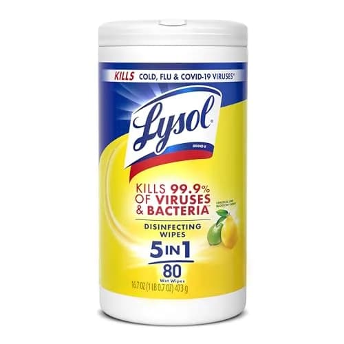 Lysol Disinfectant Wipes Lemon & Lime Blossom Scent 80 Count | Kills 99.9% of Viruses & Bacteria thumbnail 1