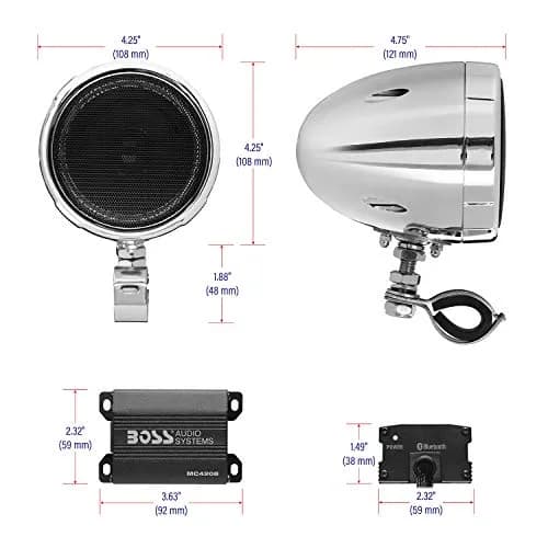BOSS Audio Systems MC420B 3 Inch Motorcycle Speakers & Class D Amp Weatherproof Audio System thumbnail 5