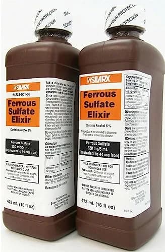 Ferrous Sulfate Elixir 220mg/5mL 16 Fl Oz (Pack of 4) | Supports Red Blood Cell Function thumbnail 1
