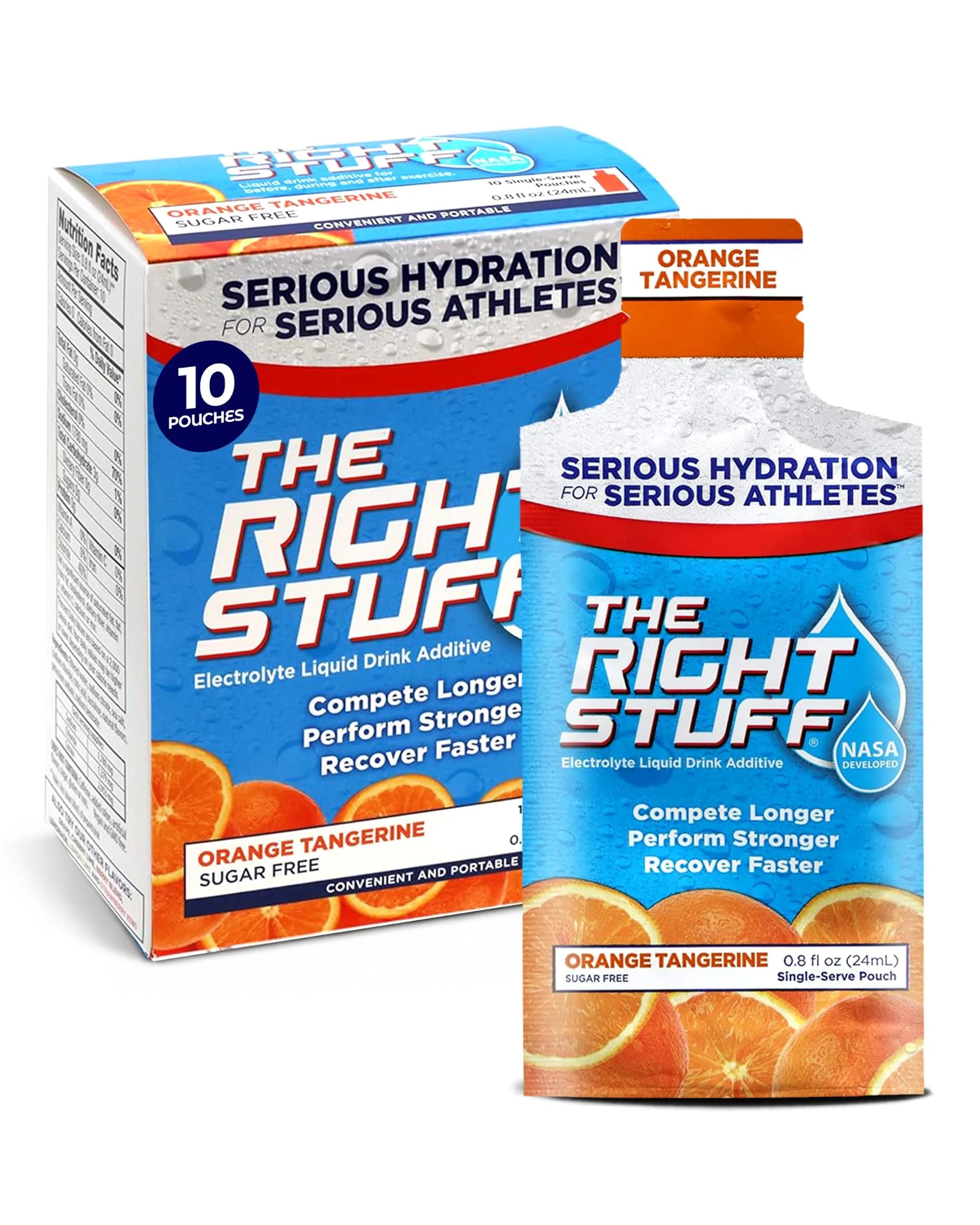 The Right Stuff Electrolyte Drink additive from NASA Orange Tangerine 8 Fl Oz | Sugar free hydration for athletes - main product image