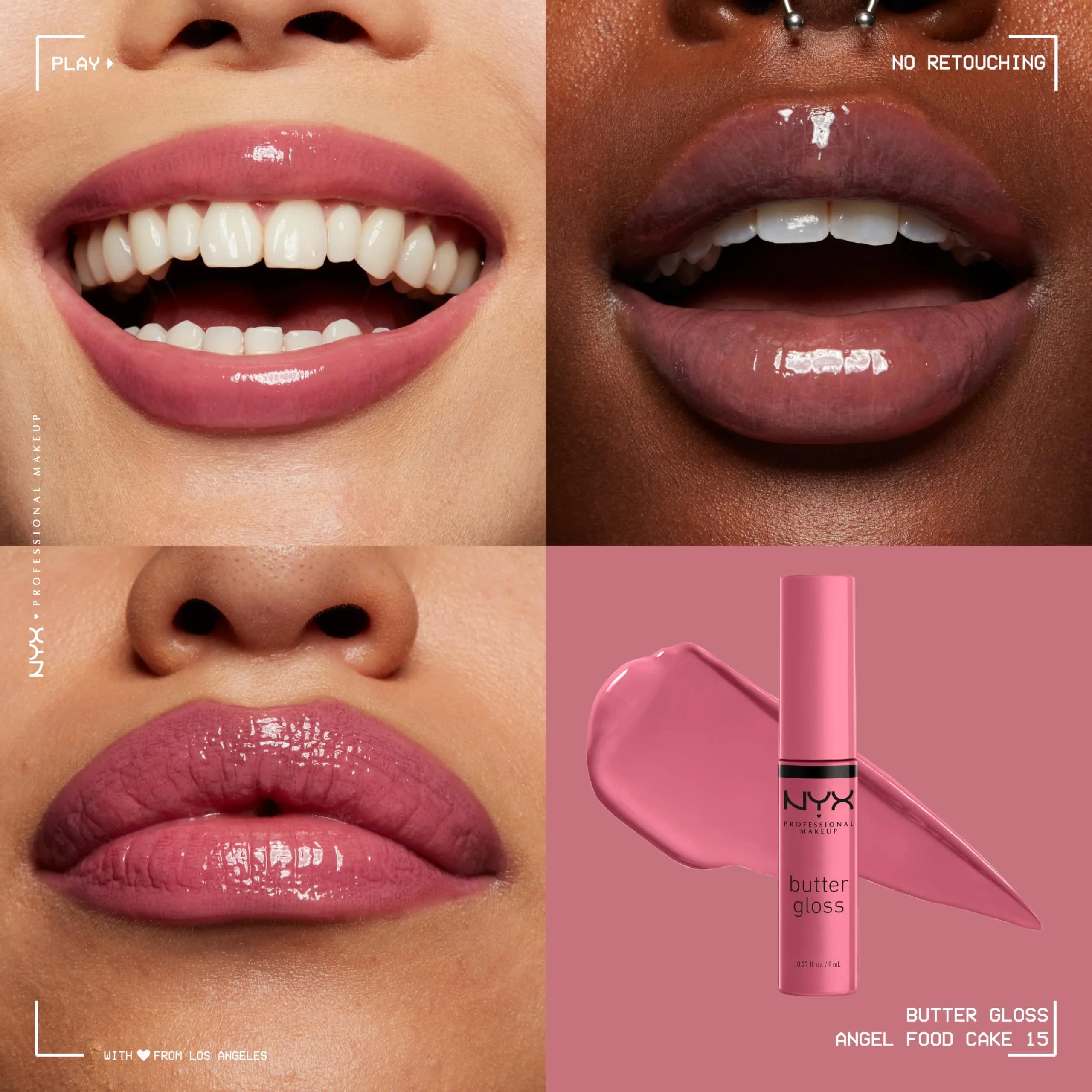 NYX PROFESSIONAL MAKEUP Butter Gloss Bling Lip Gloss - 15 Angel Food Cake (True Mauve), 7.65 ml - view 3