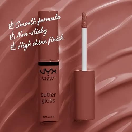 NYX PROFESSIONAL MAKEUP Butter Gloss Lip Gloss, Praline (Deep Nude) 8ml (0.27 Fl Oz) | Sheer to Medium Coverage thumbnail 2