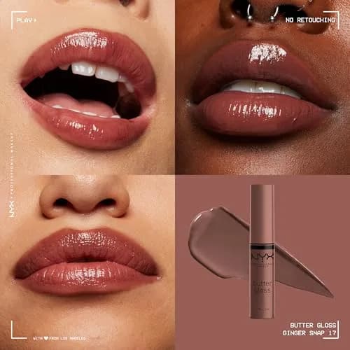 NYX PROFESSIONAL MAKEUP Butter Gloss Bling Lip Gloss - 17 Ginger Snap (Chocolate Brown) | Vegan & Non-Sticky Shine thumbnail 3