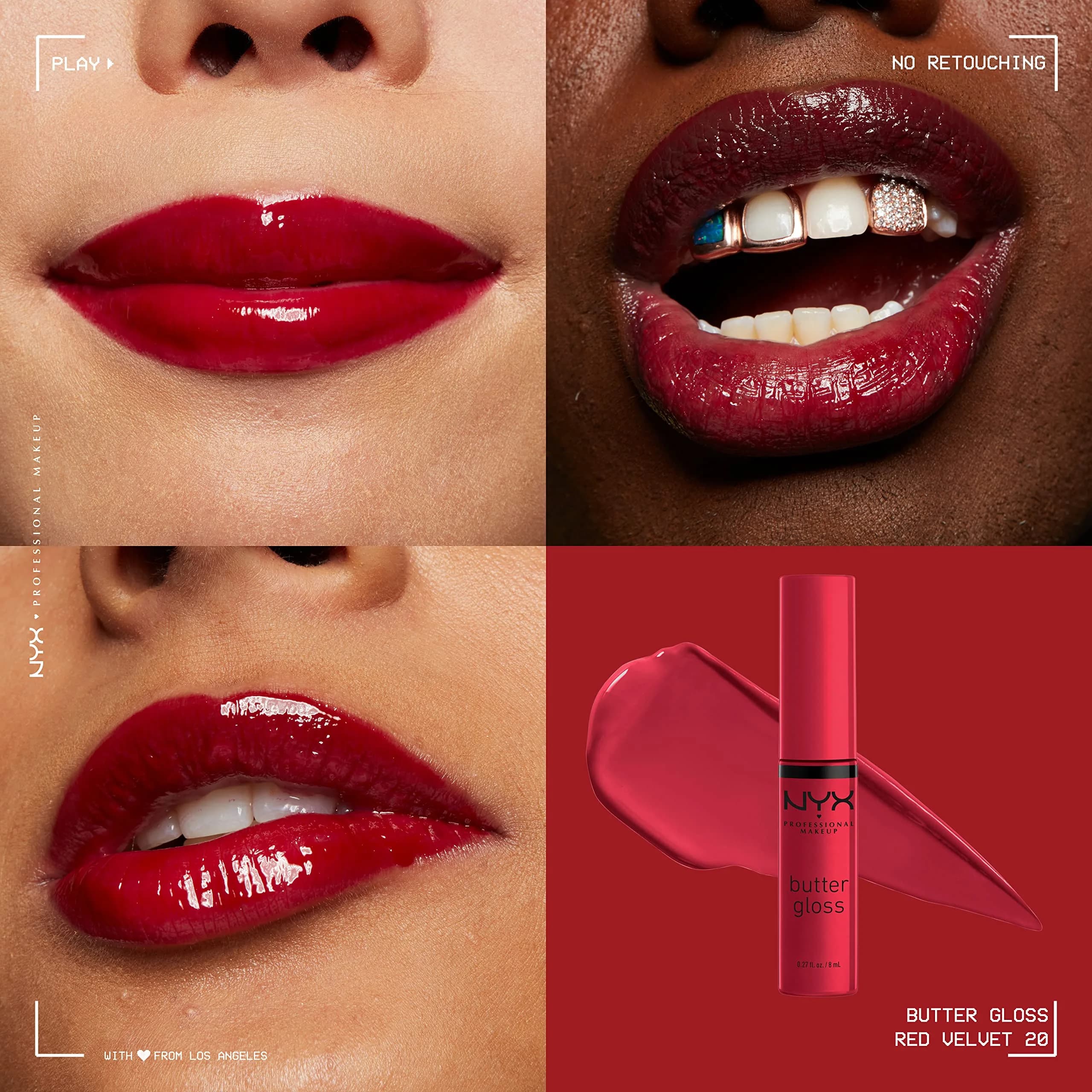 NYX PROFESSIONAL MAKEUP Butter Gloss Lip Gloss - Red Velvet (Deep Red) 7.65ml (0.27 Fl Oz) | Non-Sticky, Sheer to Medium Coverage - view 3