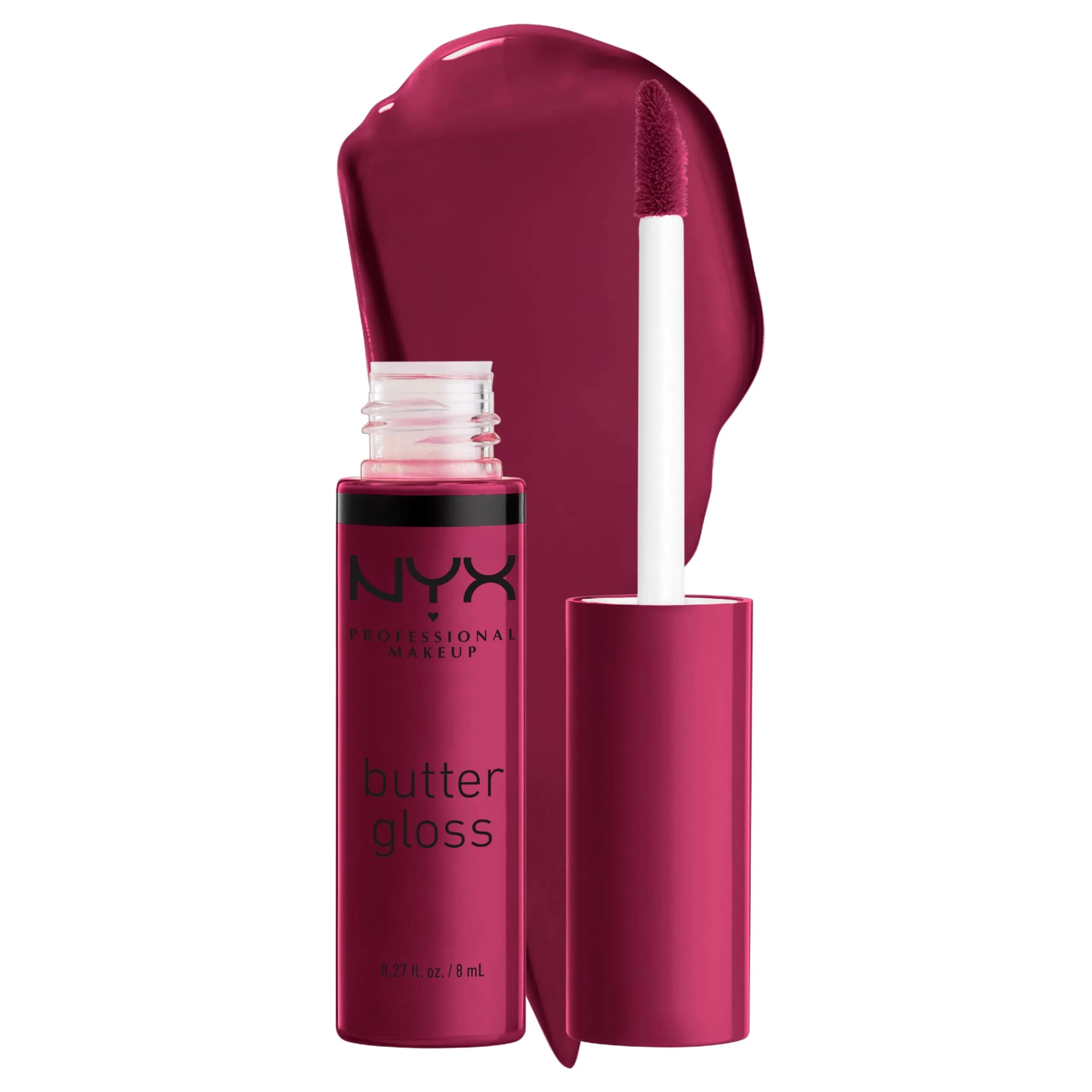 NYX PROFESSIONAL MAKEUP Butter Gloss Lip Gloss - Devil's Food Cake (Deep Plum) 8ml | Sheer to Medium Coverage - main product image