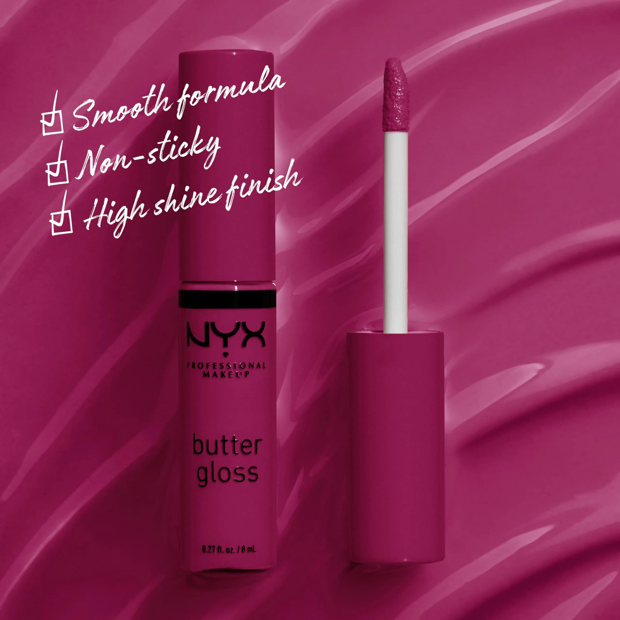 NYX PROFESSIONAL MAKEUP Butter Gloss Lip Gloss - Devil's Food Cake (Deep Plum) 8ml | Sheer to Medium Coverage - view 2