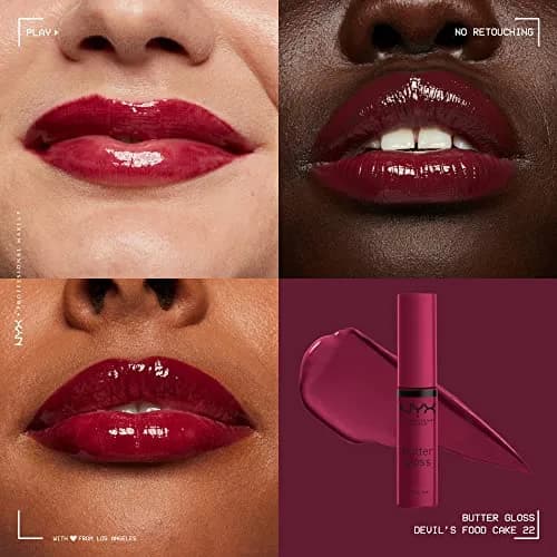 NYX PROFESSIONAL MAKEUP Butter Gloss Lip Gloss - Devil's Food Cake (Deep Plum) 8ml | Sheer to Medium Coverage thumbnail 3