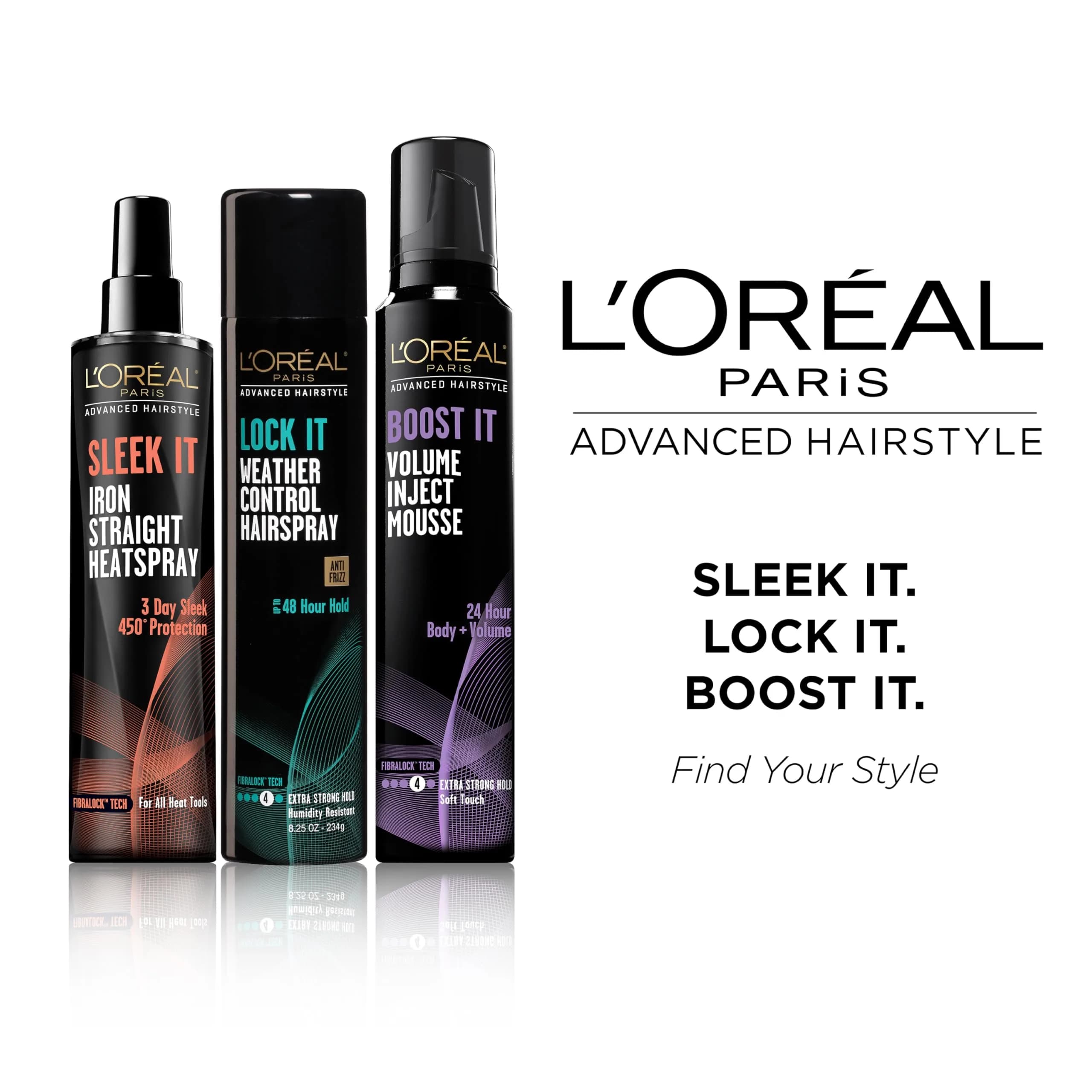 L'Oréal Paris Advanced Hairstyle Sleek It Iron Straight Heat Spray 170ml (5.7 Fl Oz) | 450°F Heat Protection - view 5