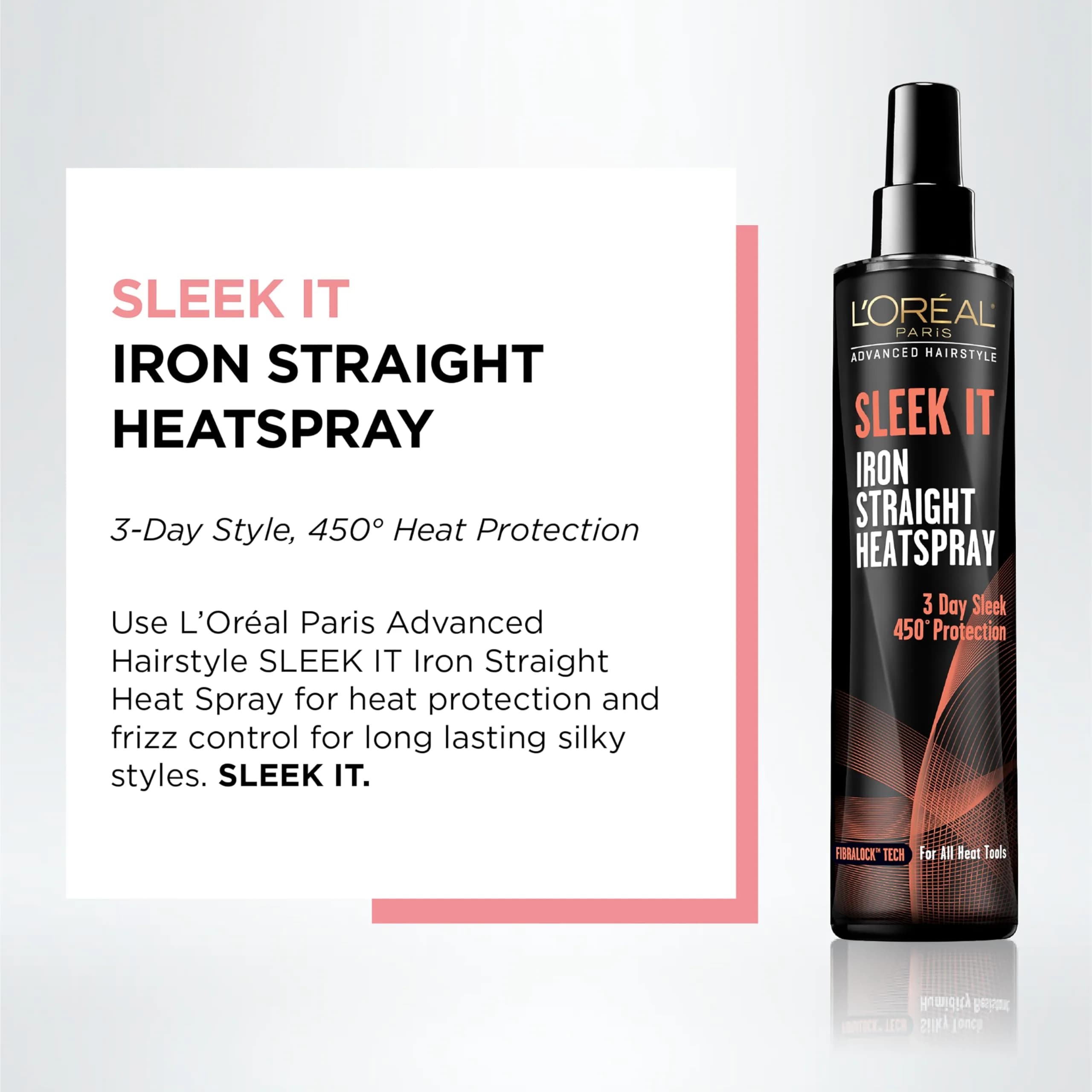 L'Oréal Paris Advanced Hairstyle Sleek It Iron Straight Heat Spray 170ml (5.7 Fl Oz) | 450°F Heat Protection - view 2
