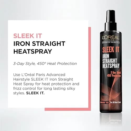 L'Oréal Paris Advanced Hairstyle Sleek It Iron Straight Heat Spray 170ml (5.7 Fl Oz) | 450°F Heat Protection thumbnail 2