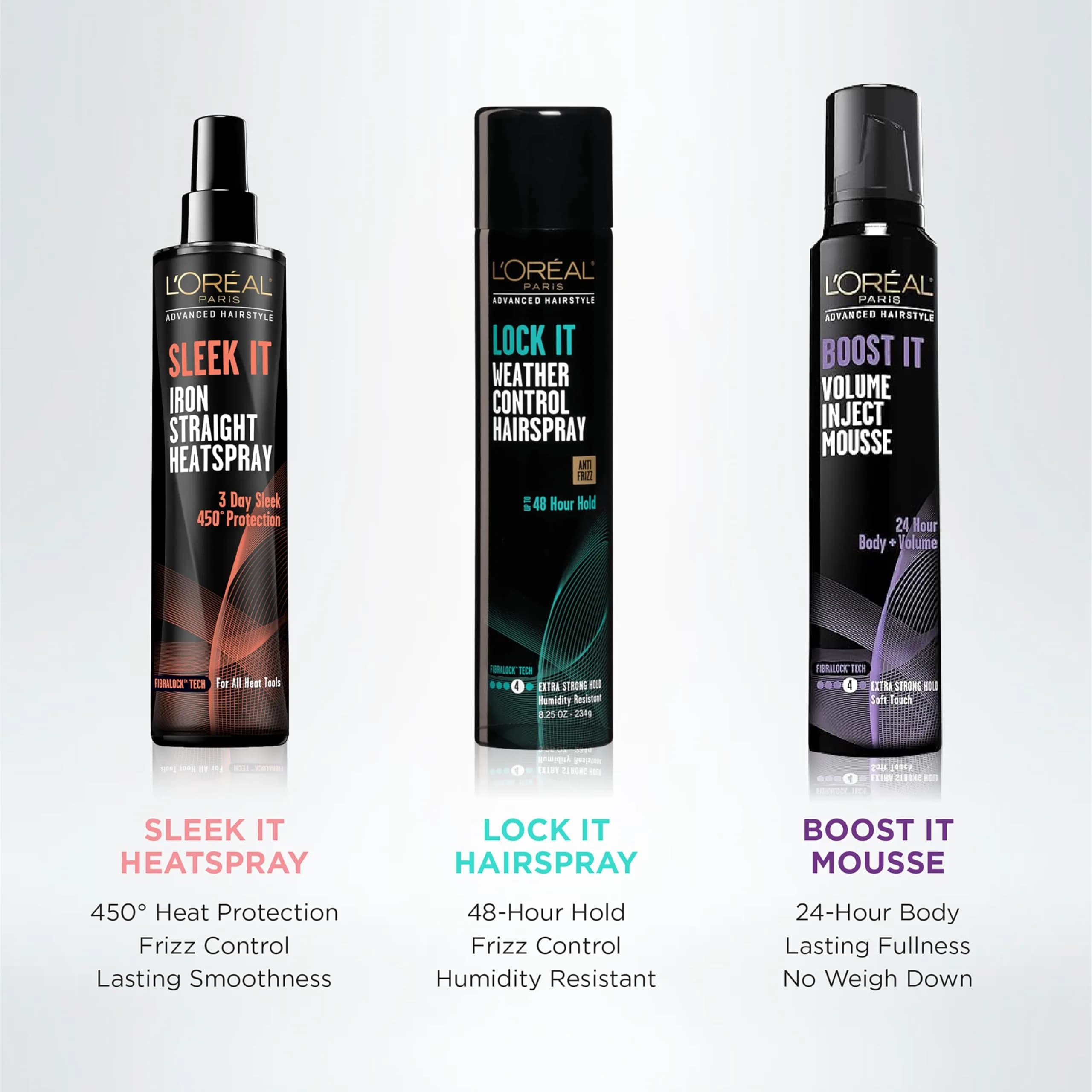 L'Oréal Paris Advanced Hairstyle Sleek It Iron Straight Heat Spray 170ml (5.7 Fl Oz) | 450°F Heat Protection - view 3
