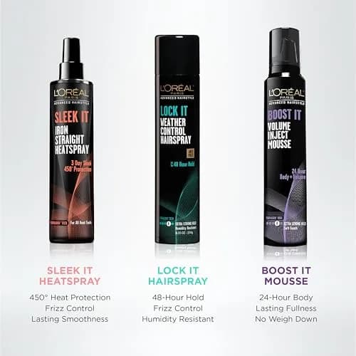 L'Oréal Paris Advanced Hairstyle Sleek It Iron Straight Heat Spray 170ml (5.7 Fl Oz) | 450°F Heat Protection thumbnail 3