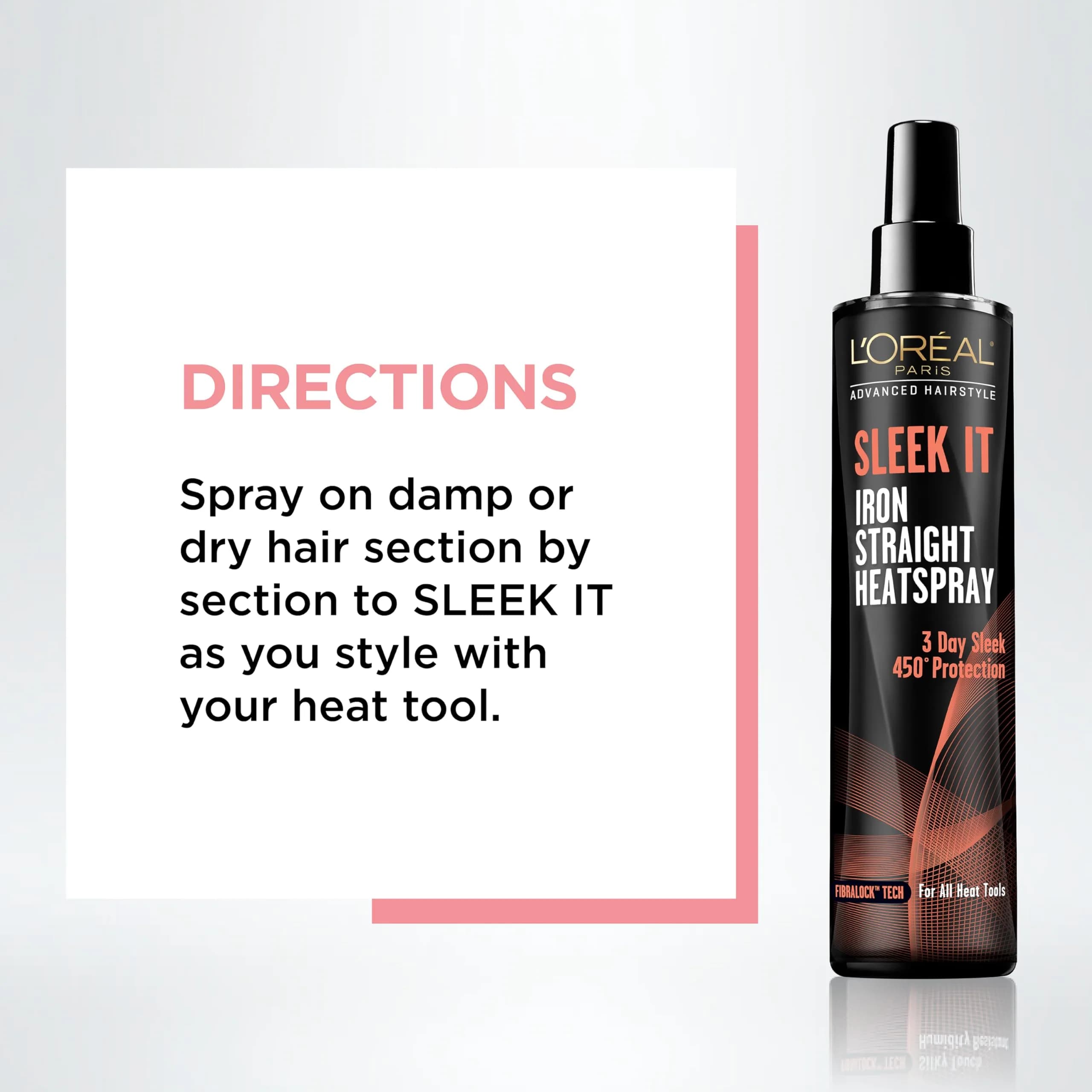 L'Oréal Paris Advanced Hairstyle Sleek It Iron Straight Heat Spray 170ml (5.7 Fl Oz) | 450°F Heat Protection - view 4