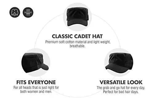 KBETHOS Army Cadet Cap Basic Everyday Military Style Hat 57CM | Classic Cotton Fitted Design thumbnail 6