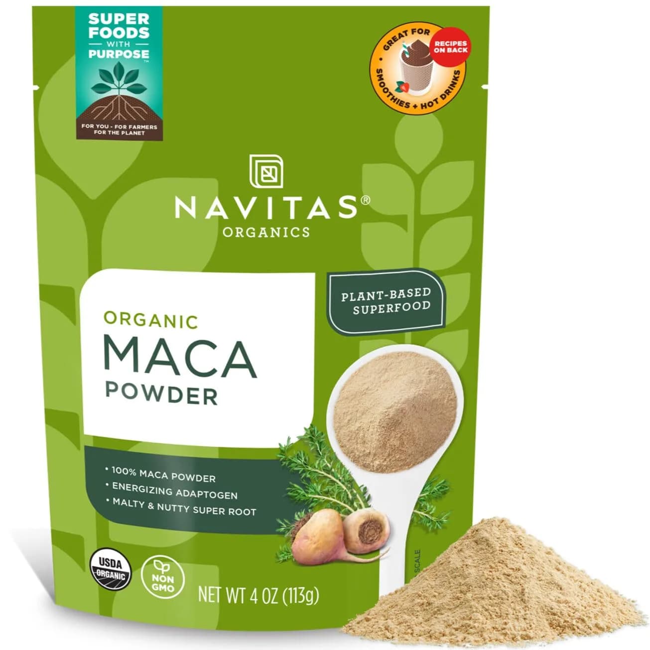 Navitas Organics Gelatinized Maca Powder | 113g (4oz) Adaptogen for Energy & Balance - main product image