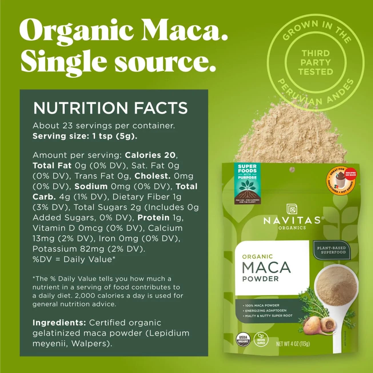 Navitas Organics Gelatinized Maca Powder | 113g (4oz) Adaptogen for Energy & Balance - view 2