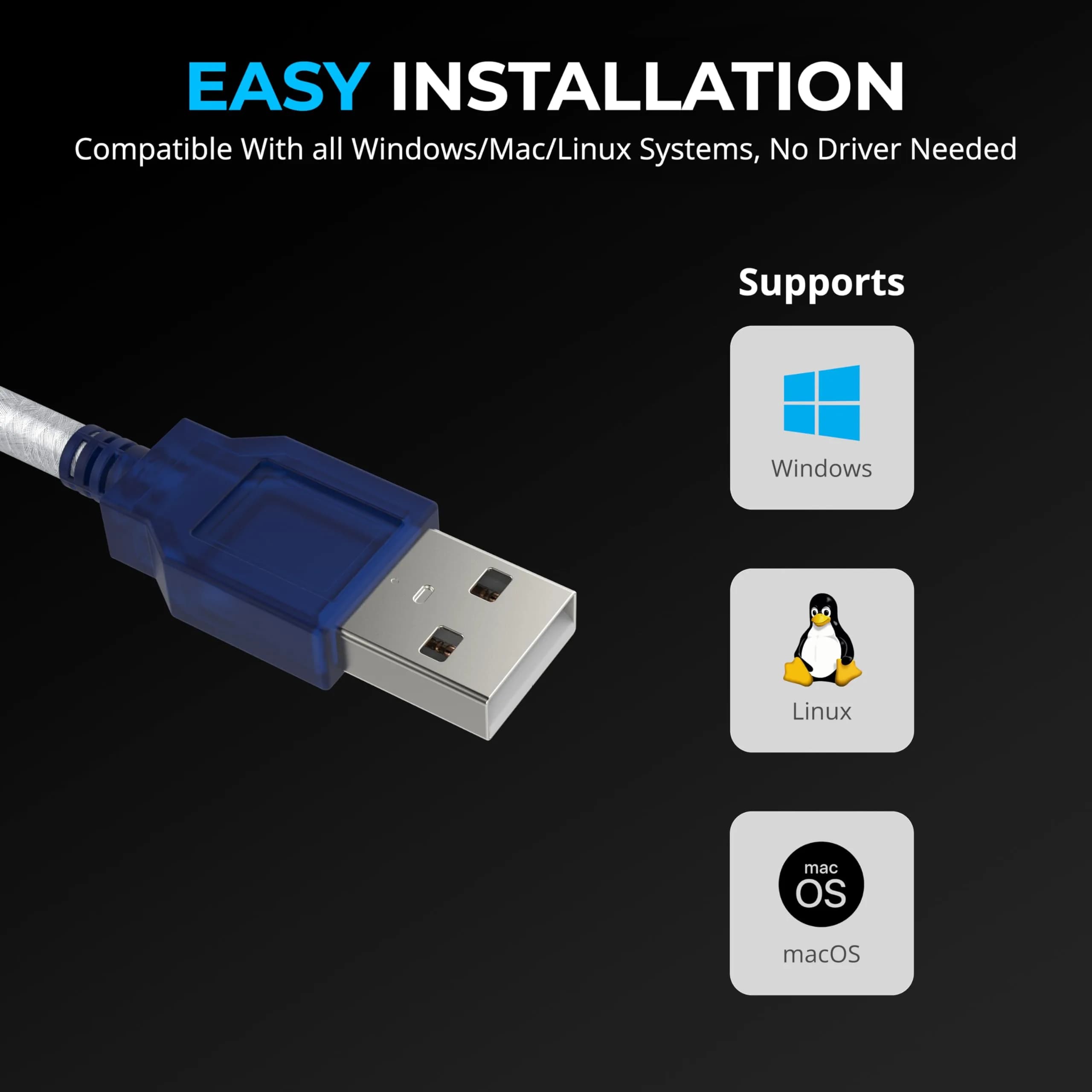 SABRENT USB 2.0 to Serial DB9 RS232 Adapter Cable (CB-DB9P) 0.76m (2.5ft) | Prolific Chipset for Stable Connectivity - view 5