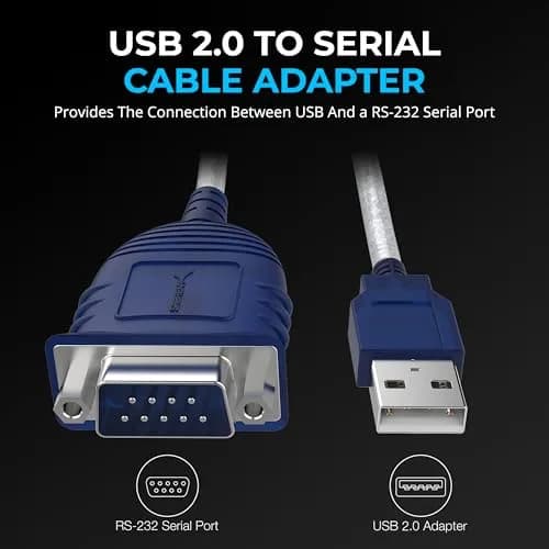 SABRENT USB 2.0 to Serial DB9 RS232 Adapter Cable (CB-DB9P) 0.76m (2.5ft) | Prolific Chipset for Stable Connectivity thumbnail 2